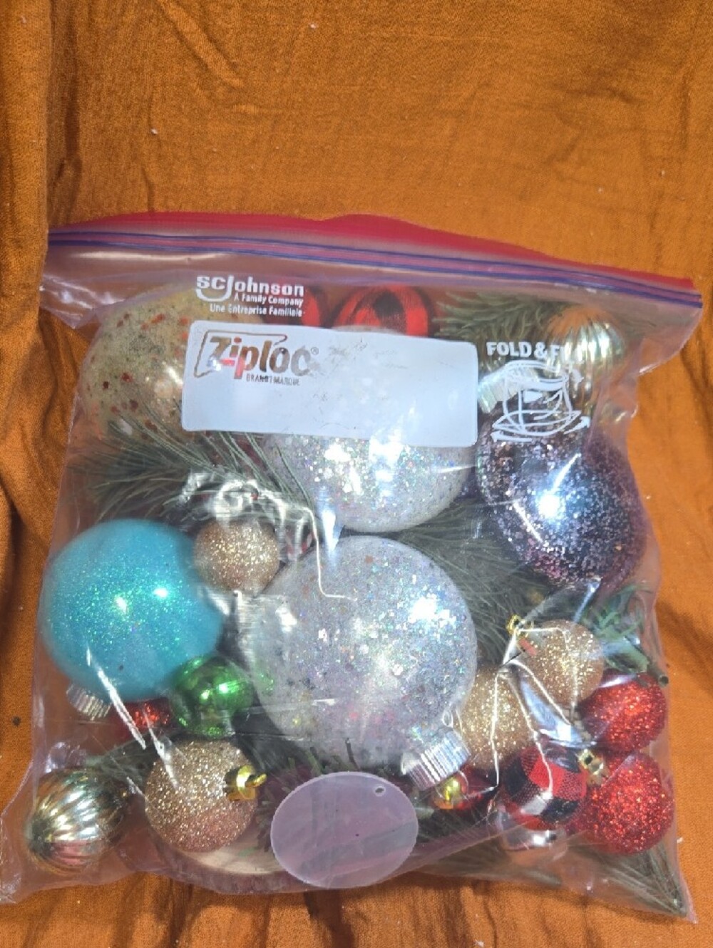 Holiday Ornament Assortment - Mixed Green, Red, Purple, Gold, Silver, Blue - Picture 2 of 3